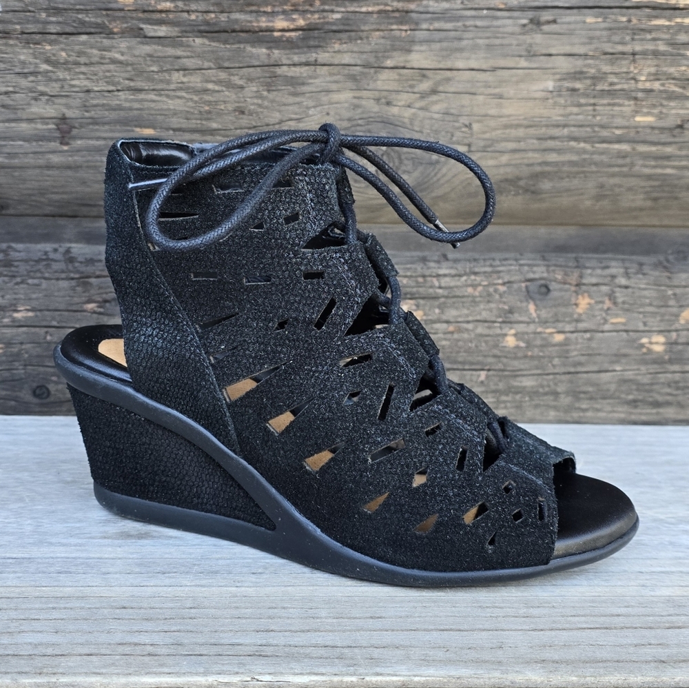 Earth Daylily Modern Boho Minimalist Lace Up Comfort Wedge Sandal 6B